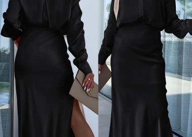 Σατινέ Σετ Φούστα Πουκάμισο Heaven Μαύρο - Amelie's - 