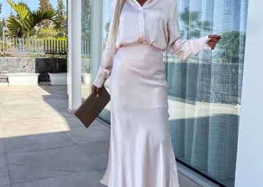 Σατινέ Σετ Φούστα Πουκάμισο Heaven Μπεζ - Amelie's - 