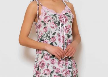 Scherzo γυναικείο νυχτικό με τιράντες και floral print - 5677 Ροζ - SCHERZO - 