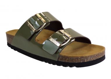 Scholl Γυναικεία Σανδάλια Ανατομικά Δερμάτινα JOSERHINE F30043-1147 Χακί Λουστρίνι - Scholl - 