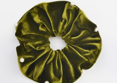Scrunchie βελούδινο με πέρλες - MAT FASHION - 
