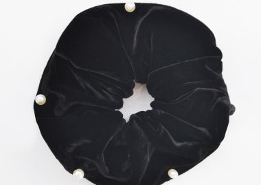 Scrunchie βελούδινο με πέρλες - MAT FASHION - 