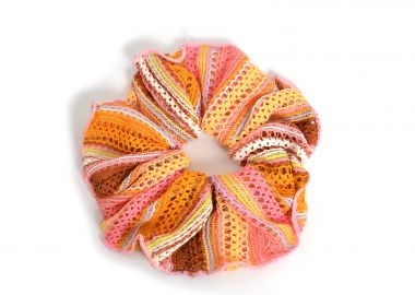 Scrunchie με κροσέ υφή και ρίγες - MAT FASHION - 