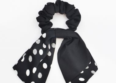 Scrunchie σατέν με πουά φιόγκο - MAT FASHION - 