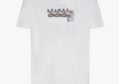 Seinse ανδρικό T-shirt με κεντημένα patches - TE2973SS 125 Λευκό - SEINSE - 