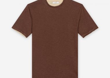 Seinse ανδρικό T-shirt με raw-edge τελειώματα Regular Fit - TE3210SS 126 Καφέ - SEINSE - 