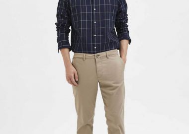 Selected ανδρικό παντελόνι chino μονόχρωμο Slim Fit - 16087663 Μπεζ - SELECTED - 