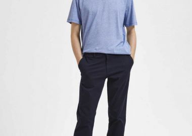 Selected ανδρικό παντελόνι chino μονόχρωμο Slim Fit - 16087663 Σκούρο Μπλε - SELECTED - 