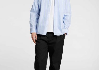 Selected ανδρικό παντελόνι μονόχρωμο με λινό Loose Fit - 16097542 Μαύρο - SELECTED - 