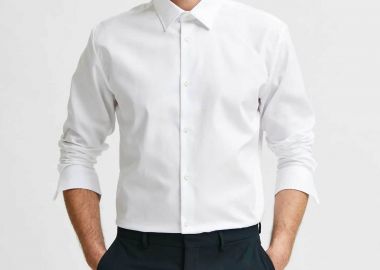 Selected ανδρικό πουκάμισο μονόχρωμο Slim Fit - 16080200 Λευκό - SELECTED - 