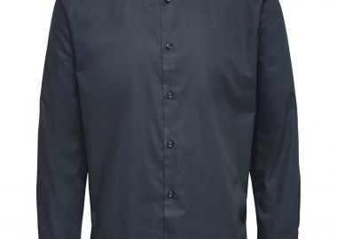 Selected ανδρικό πουκάμισο μονόχρωμο Slim Fit - 16080200 Μπλε Σκούρο - SELECTED - 