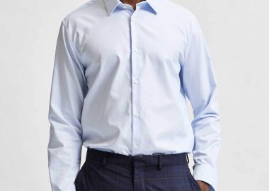 Selected ανδρικό πουκάμισο μονόχρωμο Slim Fit - 16080200 Σιελ - SELECTED - 