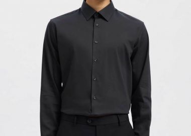 Selected ανδρικό πουκάμισο Slim Fit - 16092939 Μαύρο - SELECTED - 