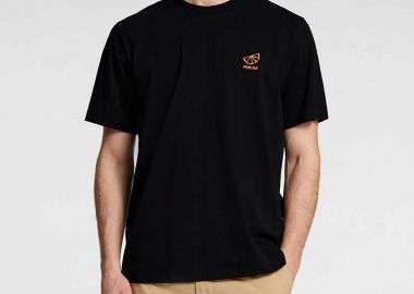 Selected ανδρικό T-shirt μονόχρωμο με logo print Regular Fit - 16096779 Μαύρο - SELECTED - 
