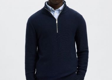 Selected Axel Aνδρικό Half Zip Sweater 16092550 Σκούρο Μπλέ - Selected - 