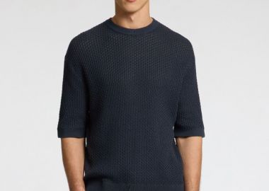 Selected Colton Ανδρικό Knit Κοντομάνικο T-Shirt 16099002 Μαύρο - Selected - 