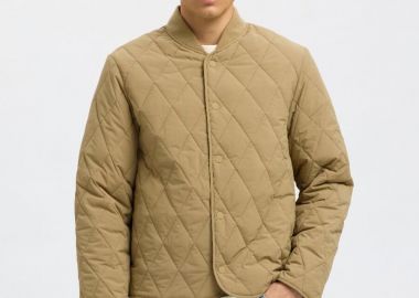 Selected Erik Aνδρικό Quilted Jacket 16099380 Γκρι Μπεζ - Selected - 