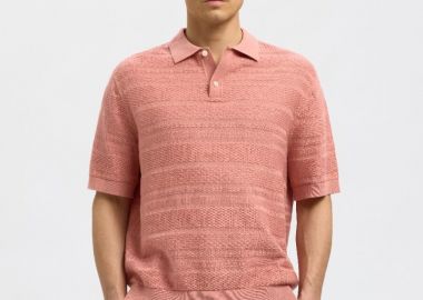 Selected Foam Ανδρικό Relaxed Knit Polo 16097574 Ρόζ - Selected - 