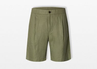 SELECTED HOMME Ανδρικό Χακί Linen Shorts - SELECTED HOMME - 