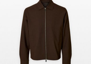 SELECTED HOMME Ανδρικό Καφέ Wool Blend Blouson - SELECTED HOMME - 