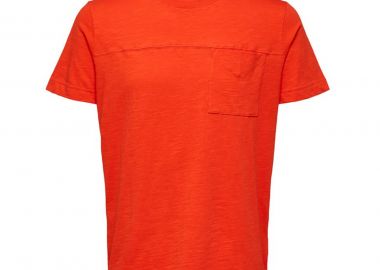 SELECTED HOMME Ανδρικό Κόκκινο Chest Pocket T-Shirt - SELECTED HOMME - 