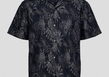 SELECTED HOMME Ανδρικό Μαύρο Leaf Shirt - SELECTED HOMME - 