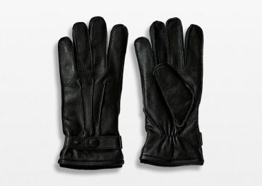 SELECTED HOMME Ανδρικό Μαύρο Leather Gloves - SELECTED HOMME - 