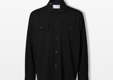 SELECTED HOMME Ανδρικό Μαύρο Long Sleeved Overshirt - SELECTED HOMME - 