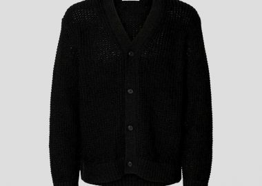 SELECTED HOMME Ανδρικό Μαύρο Relaxed Fit Cotton Cardigan - SELECTED HOMME - 