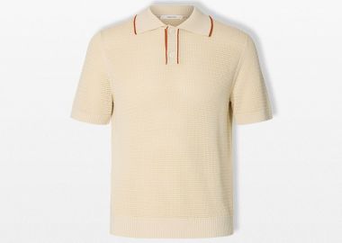 SELECTED HOMME Ανδρικό Μπεζ Knitted Polo Shirt - SELECTED HOMME - 