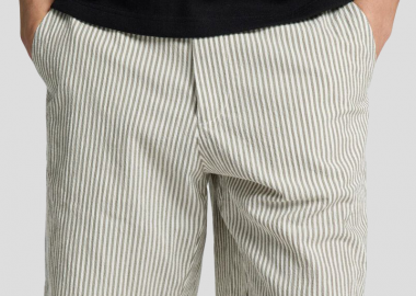SELECTED HOMME Ανδρικό Μπεζ Seersucker Shorts - SELECTED HOMME - 
