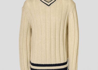 SELECTED HOMME Ανδρικό Μπεζ Wool Blend V-Neck Jumper - SELECTED HOMME - 