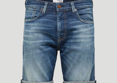 SELECTED HOMME Ανδρικό Μπλε Knee-Length Denim Shorts - SELECTED HOMME - 