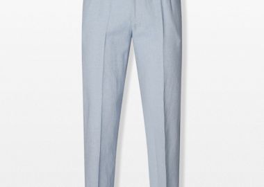 SELECTED HOMME Ανδρικό Μπλε Linen Blend Suit Trousers - SELECTED HOMME - 