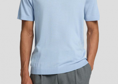 SELECTED HOMME Ανδρικό Μπλε Merino Wool T-shirts - SELECTED HOMME - 