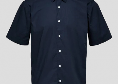 SELECTED HOMME Ανδρικό Μπλε Navy Short Sleeved Shirt - SELECTED HOMME - 