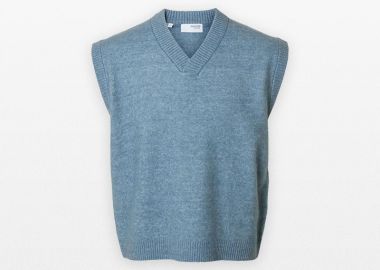 SELECTED HOMME Ανδρικό Μπλε Relaxed Fit Knitted Vest - SELECTED HOMME - 