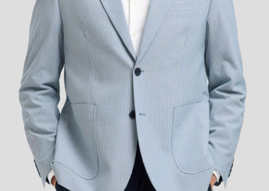 SELECTED HOMME Ανδρικό Μπλε Seersucker Blazer - SELECTED HOMME - 