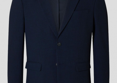 SELECTED HOMME Ανδρικό Μπλε Seersucker Slim-Fit Blazer - SELECTED HOMME - 