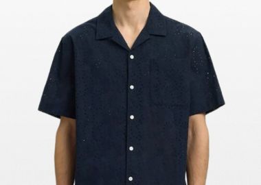SELECTED HOMME Ανδρικό Μπλε Short Sleeved Shirt - SELECTED HOMME - 