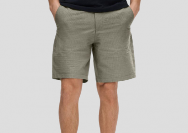 SELECTED HOMME Ανδρικό Πράσινο Seersucker Shorts - SELECTED HOMME - 