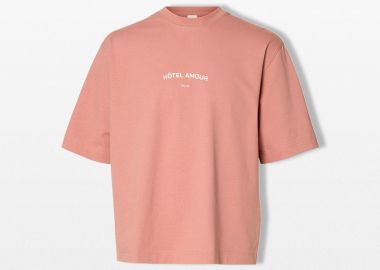 SELECTED HOMME Ανδρικό Ροζ Boxy Fit T-Shirt - SELECTED HOMME - 