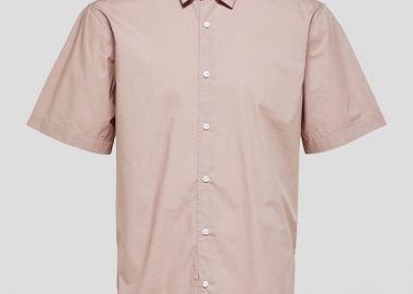 SELECTED HOMME Ανδρικό Ροζ Fawn Short Sleeved Shirt - SELECTED HOMME - 