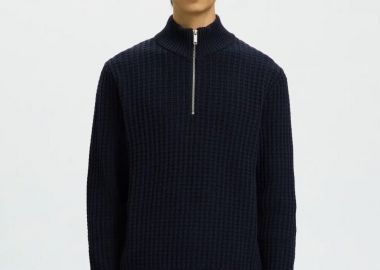 Selected Tom Ανδρικό Half zip Knit 16099208 Σκούρο Μπλέ - Selected - 