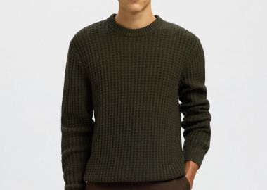 Selected Tom Ανδρικό Structure Crewneck Πλεκτό 16099207 Χακί - Selected - 