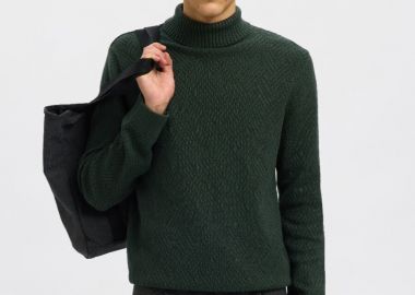 Selected Trevor Mακρυμάνικο Knit Roll Neck 16098329 Σκούρο Πράσινο - Selected - 