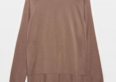 SEMILLI γυναικεία λεπτή πλεκτή μπλούζα με χαμόγελο ανοιχτό καφέ - SOU - 