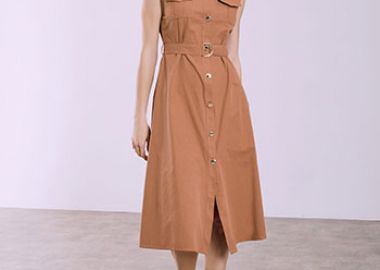 Σεμιζιέ φόρεμα βαμβακερό με τσέπες SQ7578.8053+2 - Celestino - 