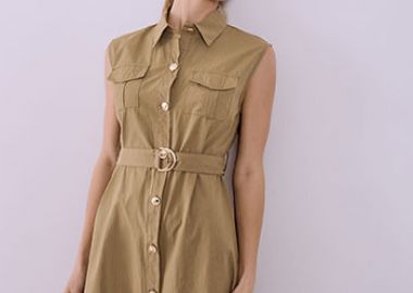 Σεμιζιέ φόρεμα βαμβακερό με τσέπες SQ7578.8053+5 - Celestino - 