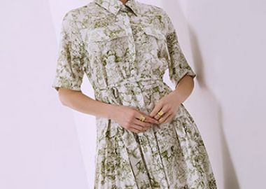 Σεμιζιέ φόρεμα εμπριμέ με ζώνη SQ7633.8210+4 - Celestino - 